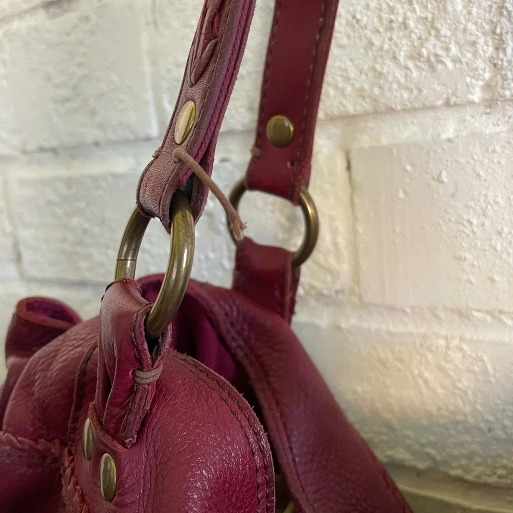 Lucky Brand Genuine Leather  Large Tote Dark Red. Laptop Size